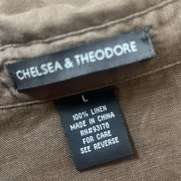 CHELSEA & THEODORE 100% LINEN BUTTON DOWN SHIRT‎ SIZE L - Picture 6 of 11